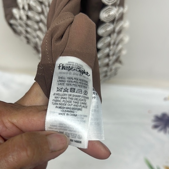 Phase Eight 12 Praline/Cream Layered Lace Occasion Shift Dress & Shrug - Picture 7 of 8